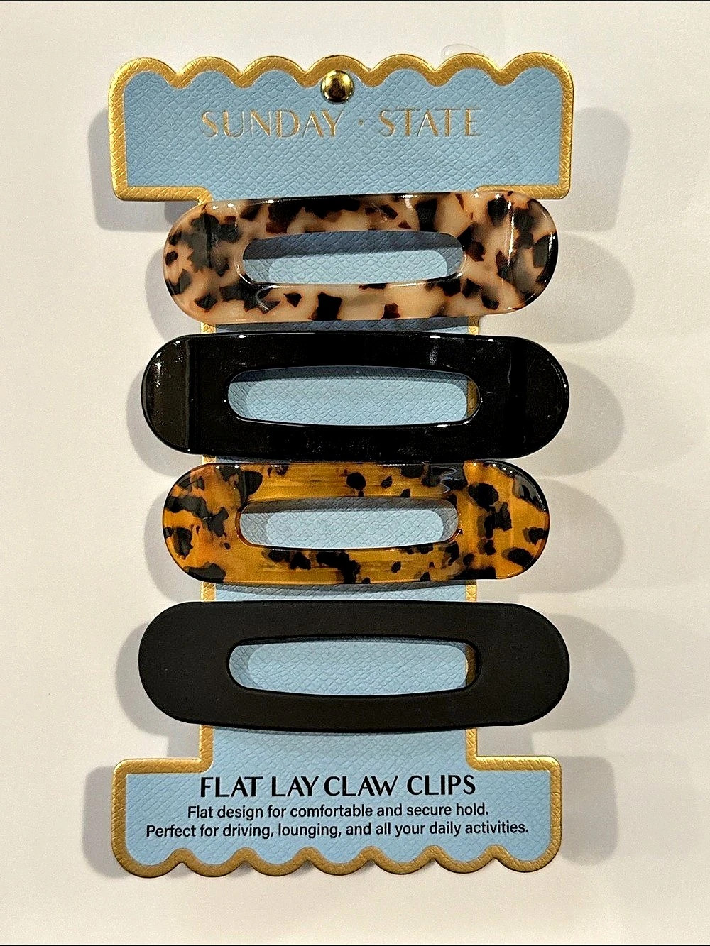 Sunday State Flat Lay Claw Clips Set of 4 Brown & Black